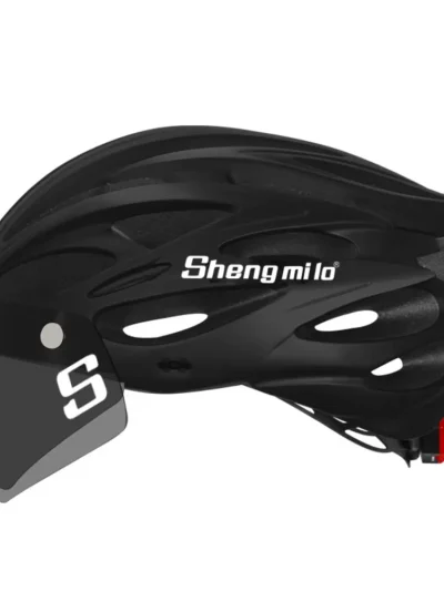 Shengmilo super light bike helmet with removable sunglasses bike taillight intergrally molded mountain road mtb helmets 230g
